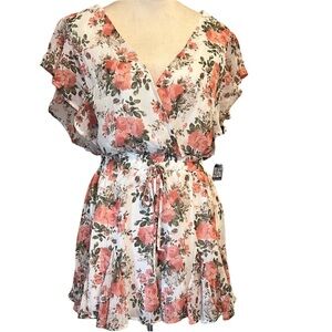 Floral Jumper  - Coral and White